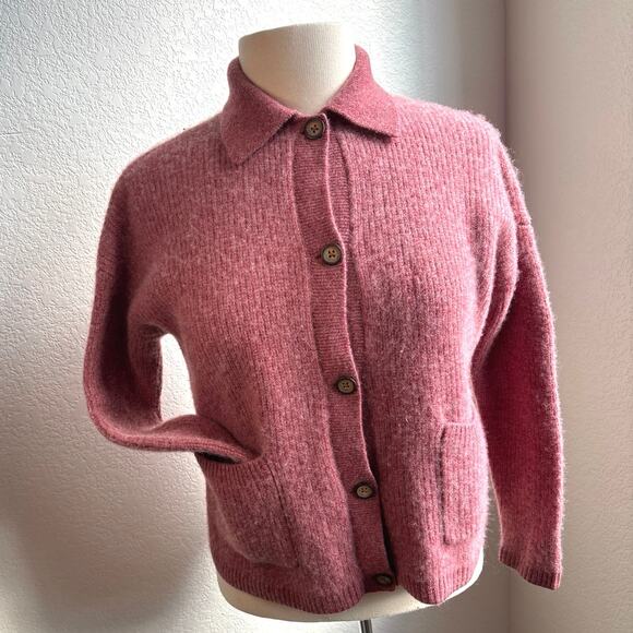 Garnet Hill 100% Cashmere Ida Cardigan Button Front Knit Sweater Medium - Picture 4 of 13